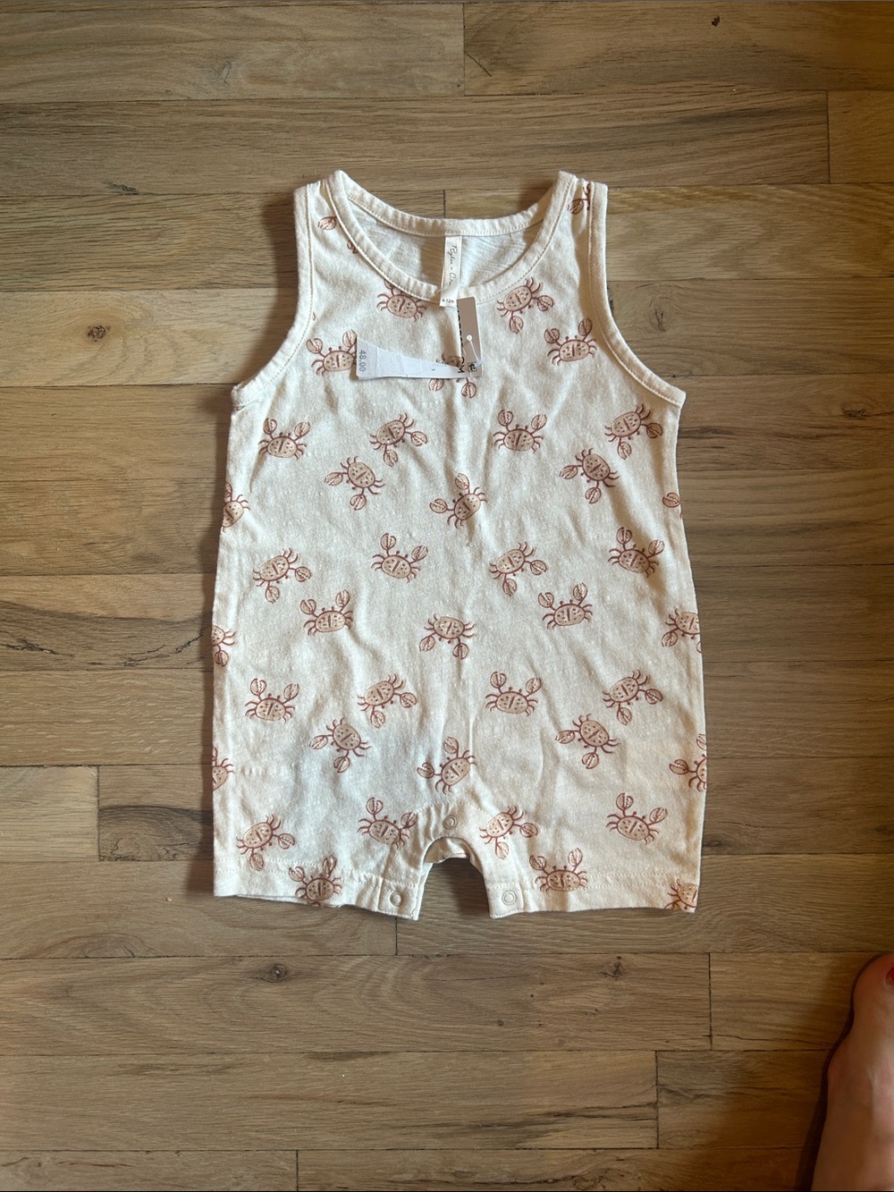 Rylee + Cru Cream Romper with Rust Crab Print